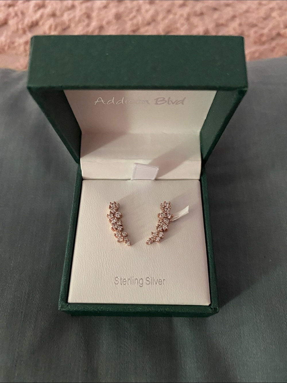 Rose Gold Sterling Silver Crystal Ear Climbers